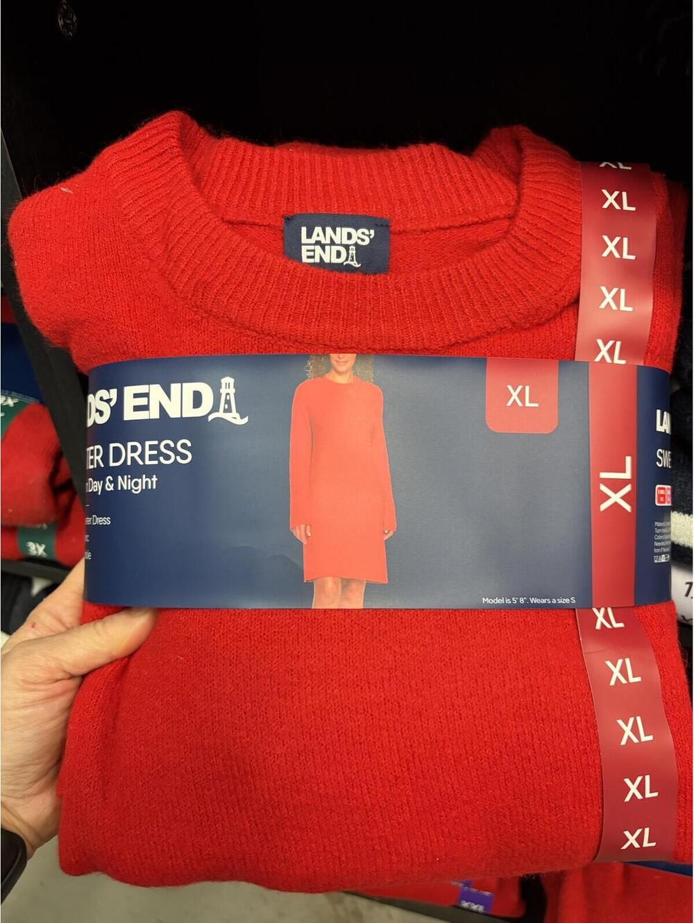 Lands End RED Sweater Dress Size Extra Large